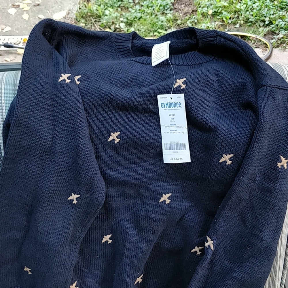 Gymboree 100% cotton sweater/embroidered airplanes